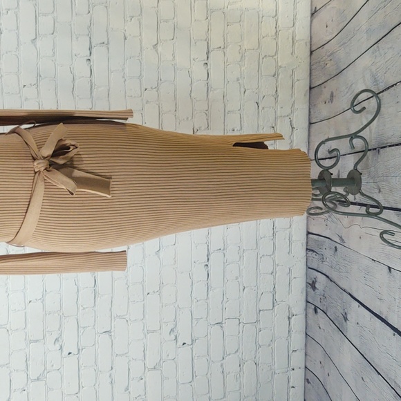 New Look Size 12 Mock Neck Ribbed Long Sleeve Dress with Front Split - Picture 8 of 11